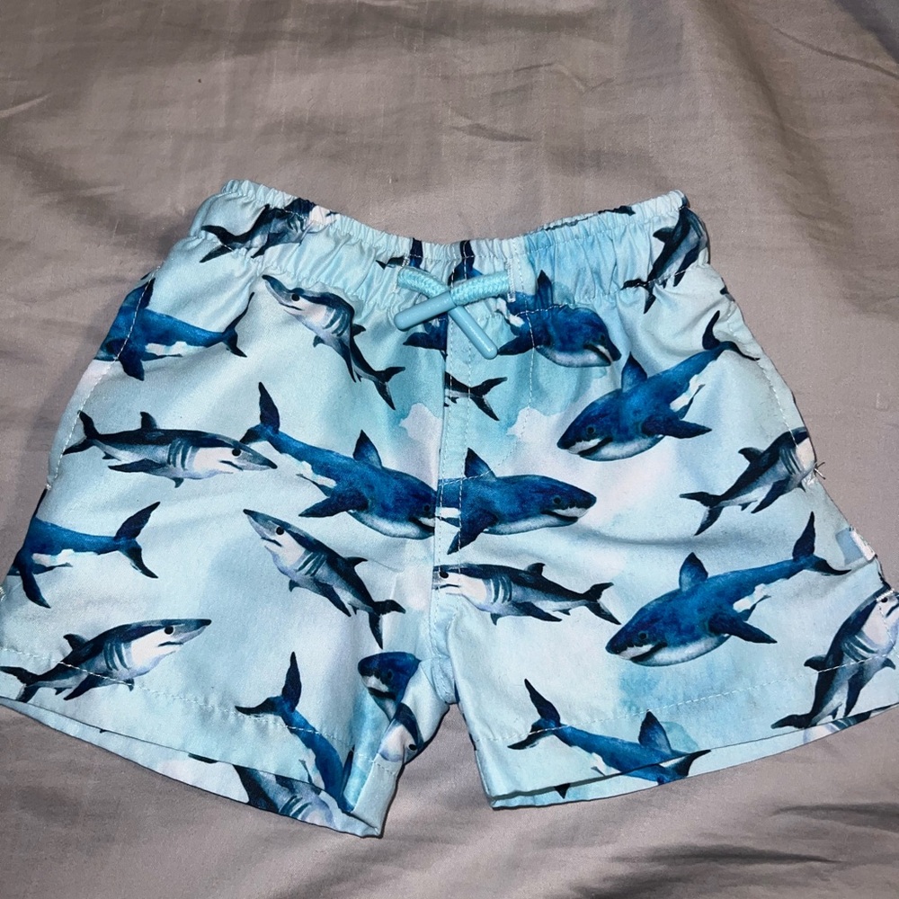 Posh Peanut Shark Print Swim Shorts